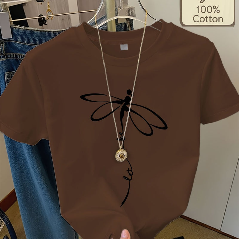 Women's Casual Home Printed Round Neck Pure Short Sleeve.