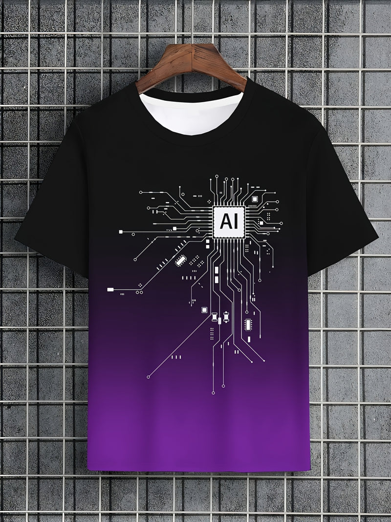 Men's AI Chip Circuit Graphic T-Shirt.