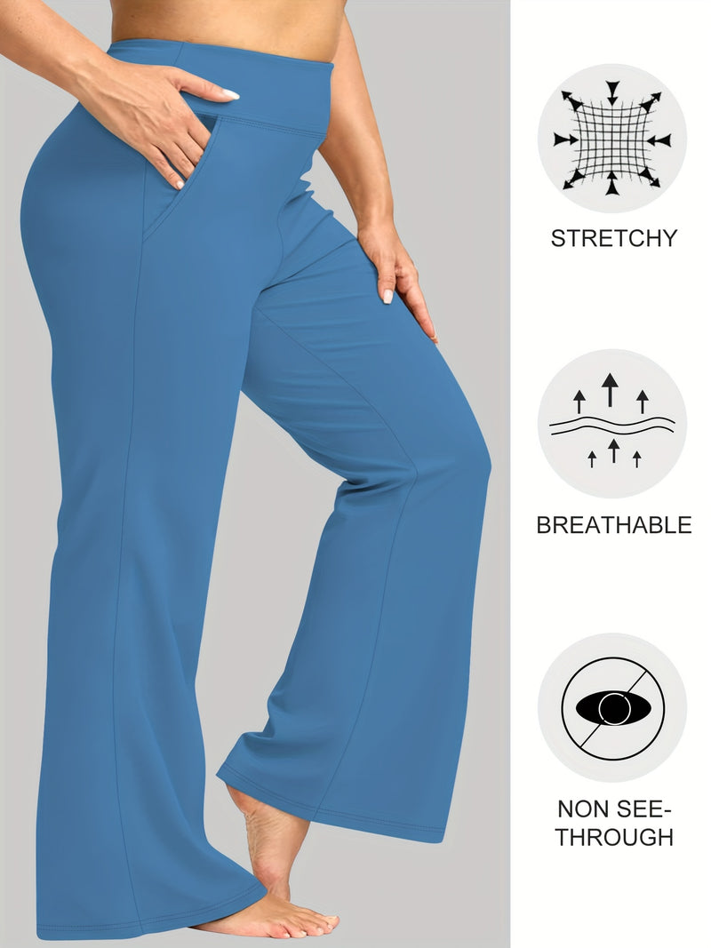 Women’s 2-Pack - Plus Size High-Waisted Flare Pants with Slant Pockets.