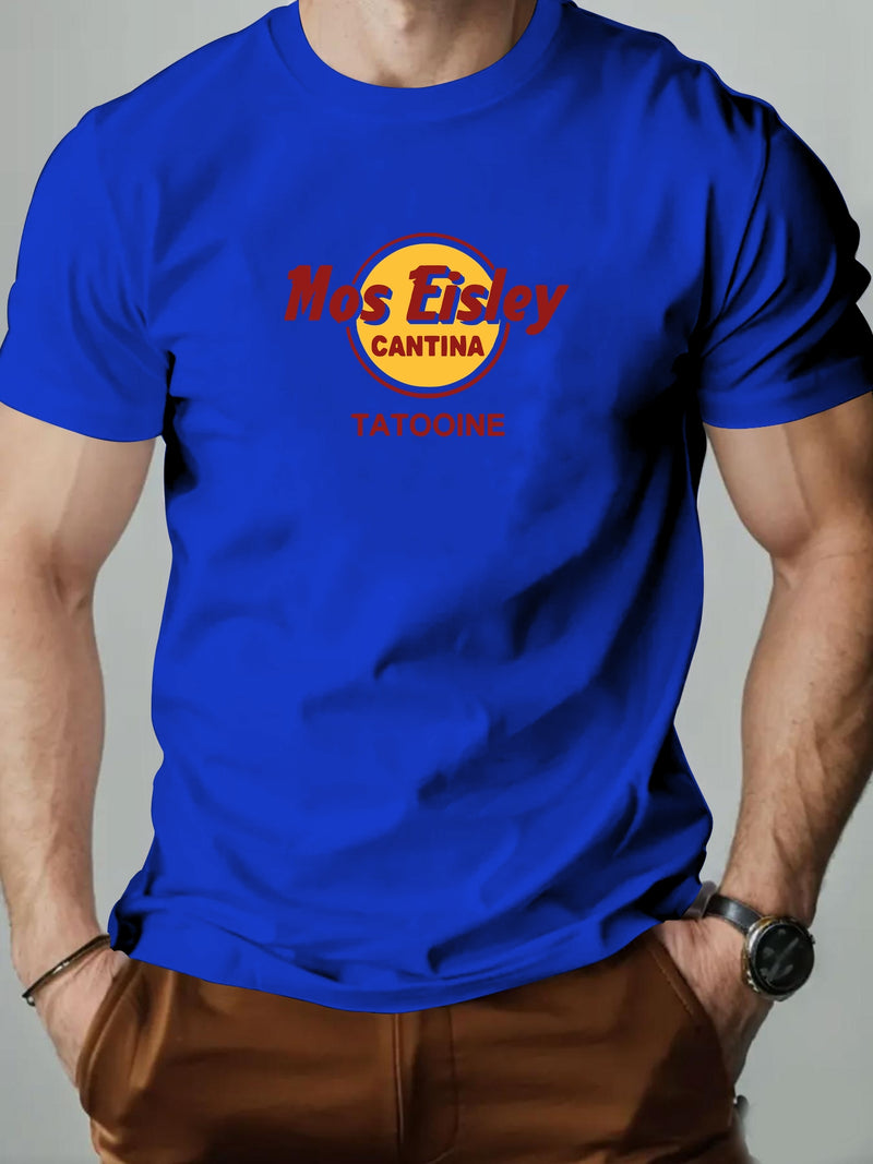 Men's Mos Eisley Cantina Logo Pattern Summer Casual Short-Sleeve T-Shirt.
