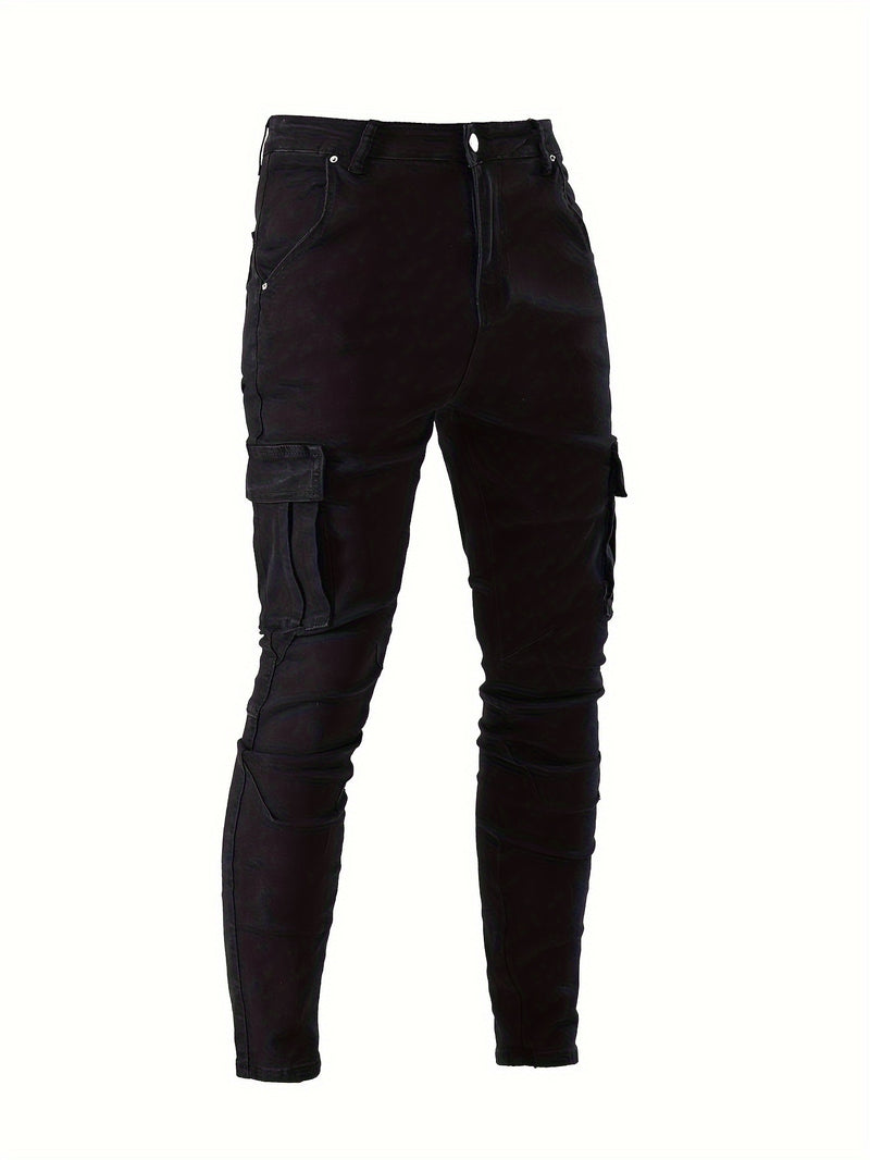 Men’s Fashionable Casual Mid-Rise Denim Work Pants.