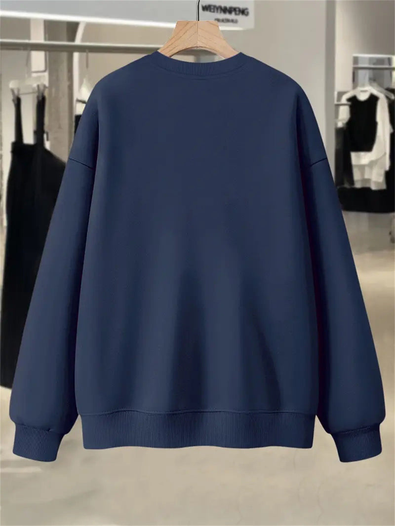 Plus Size, Women's Oversized German Text Print Sweatshirt.