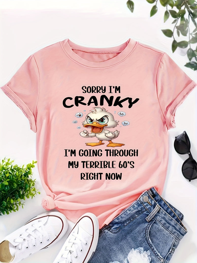 Women's Funny "Sorry I'm Grumpy, Terrible 60s" Duck T-Shirt.
