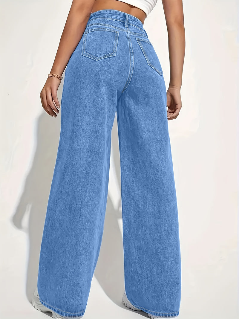Fashionable Women's Versatile Stretchy Loose Straight-Leg Casual Jeans.