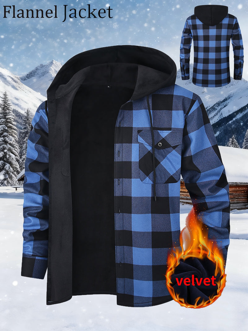 Men's Plush Flannel Shirt Jacket.