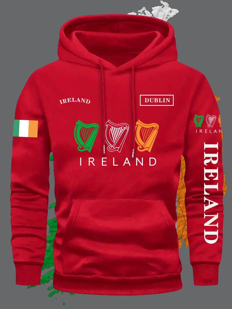 Men's Brown Ireland Flag Graphic Hoodie.