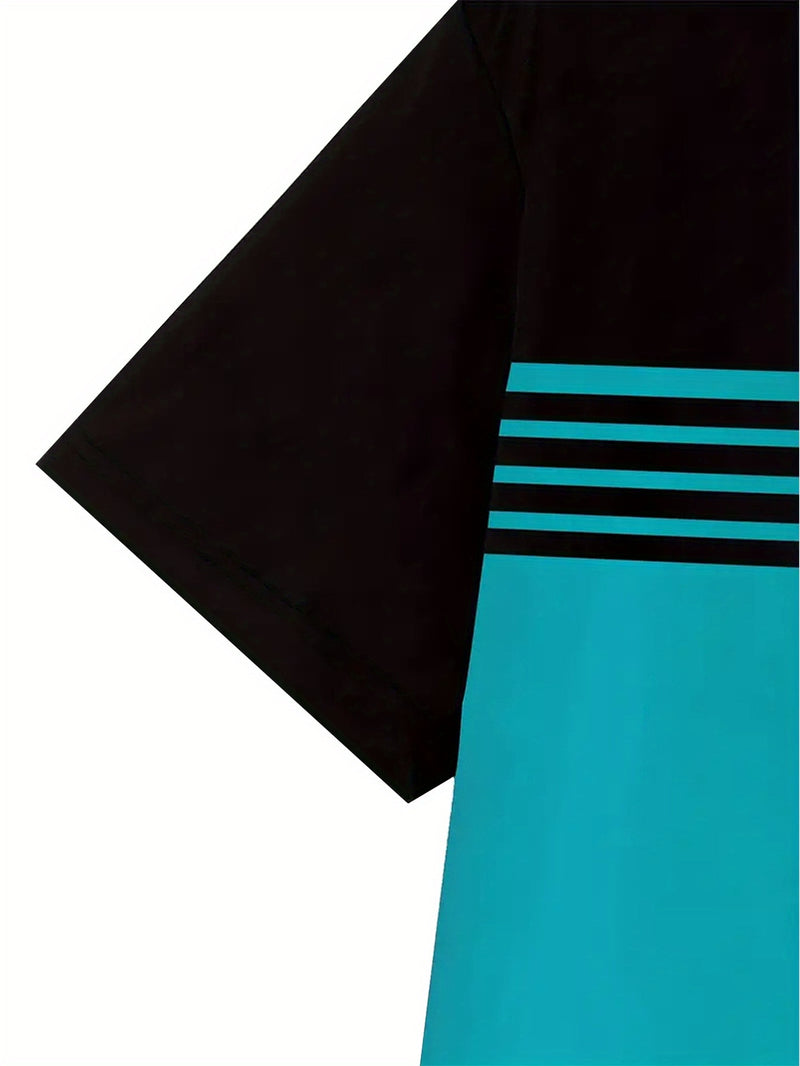 3pcs Men's Striped Short Sleeve T-Shirts.