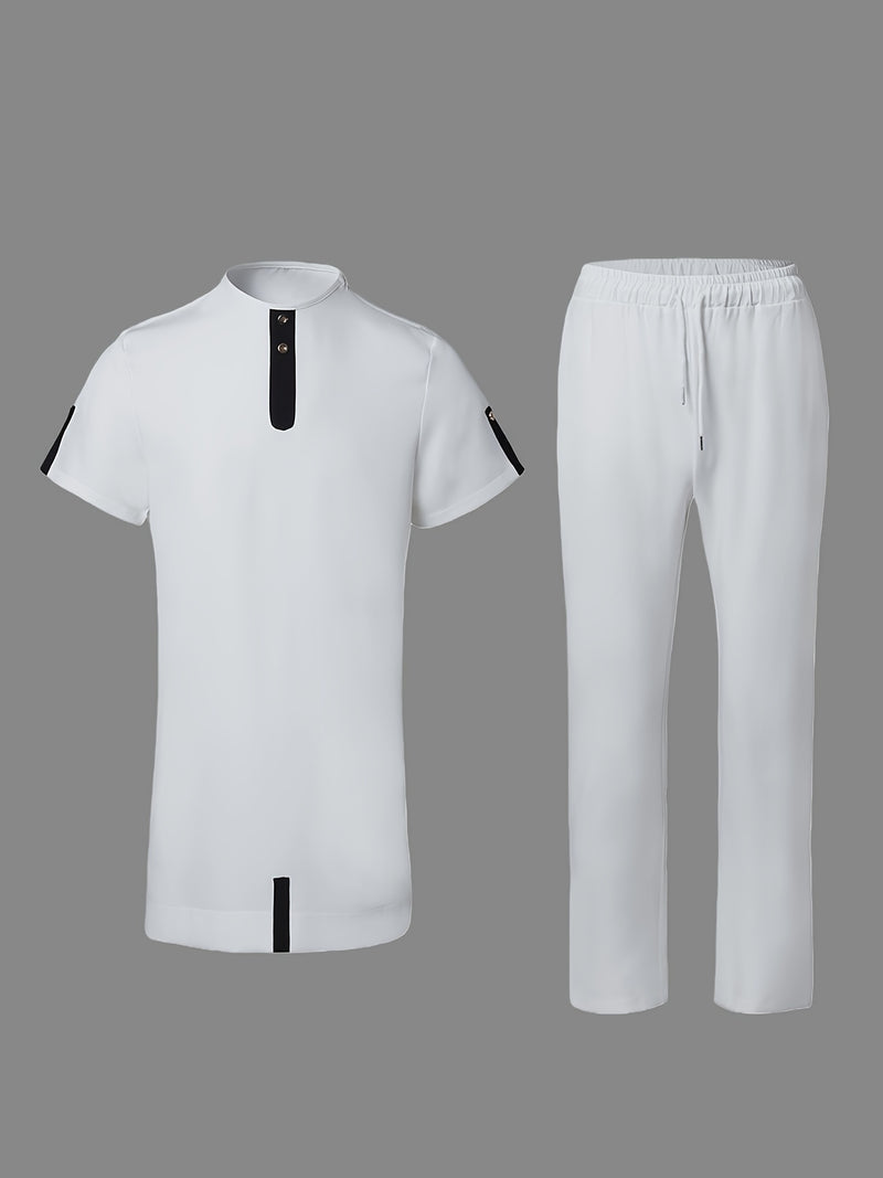 Men's Suits, Short Sleeves, Shoulder Zippers, Spliced Design.