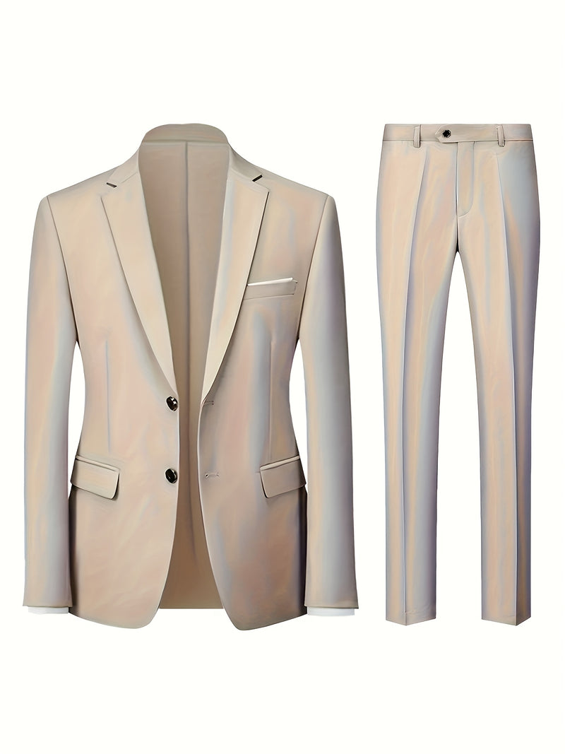 3pcs Men's Suit Set, All-Season Business Wedding Party, Suit Jacket,