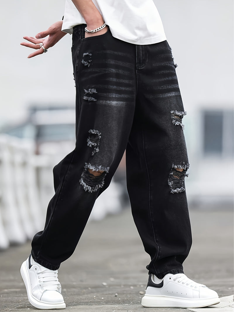 Men's Distressed Denim Pants.