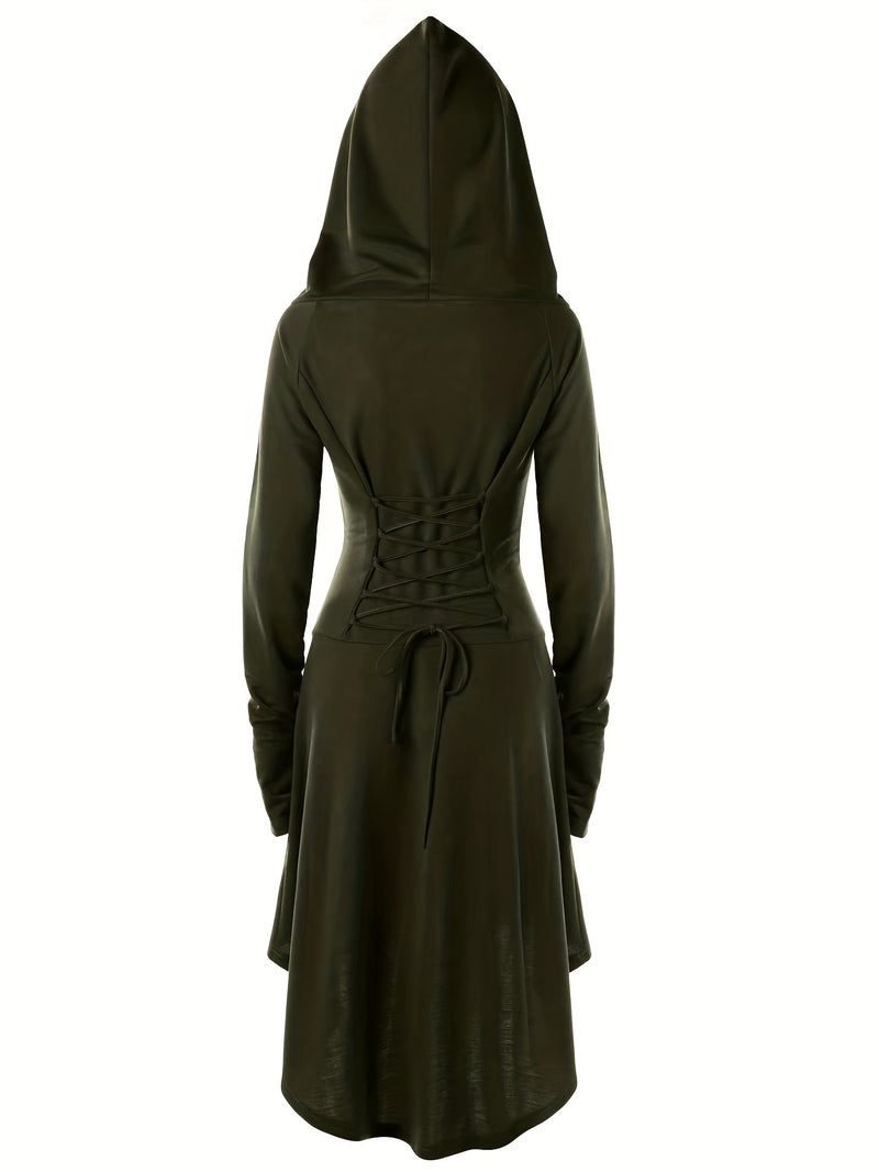 Women's Solid Color Tie-Up Asymmetrical Dress.