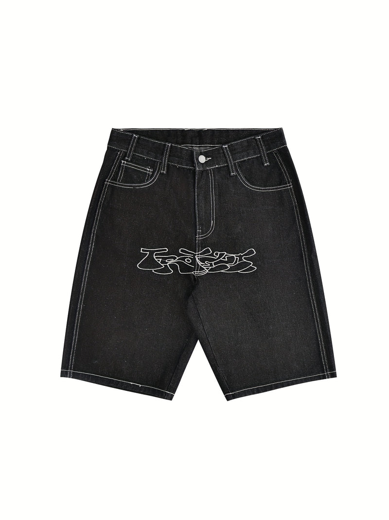 Men's Loose Fit Denim Shorts - Non-Stretch Denim, Mid-Rise Loose Leg Opening.