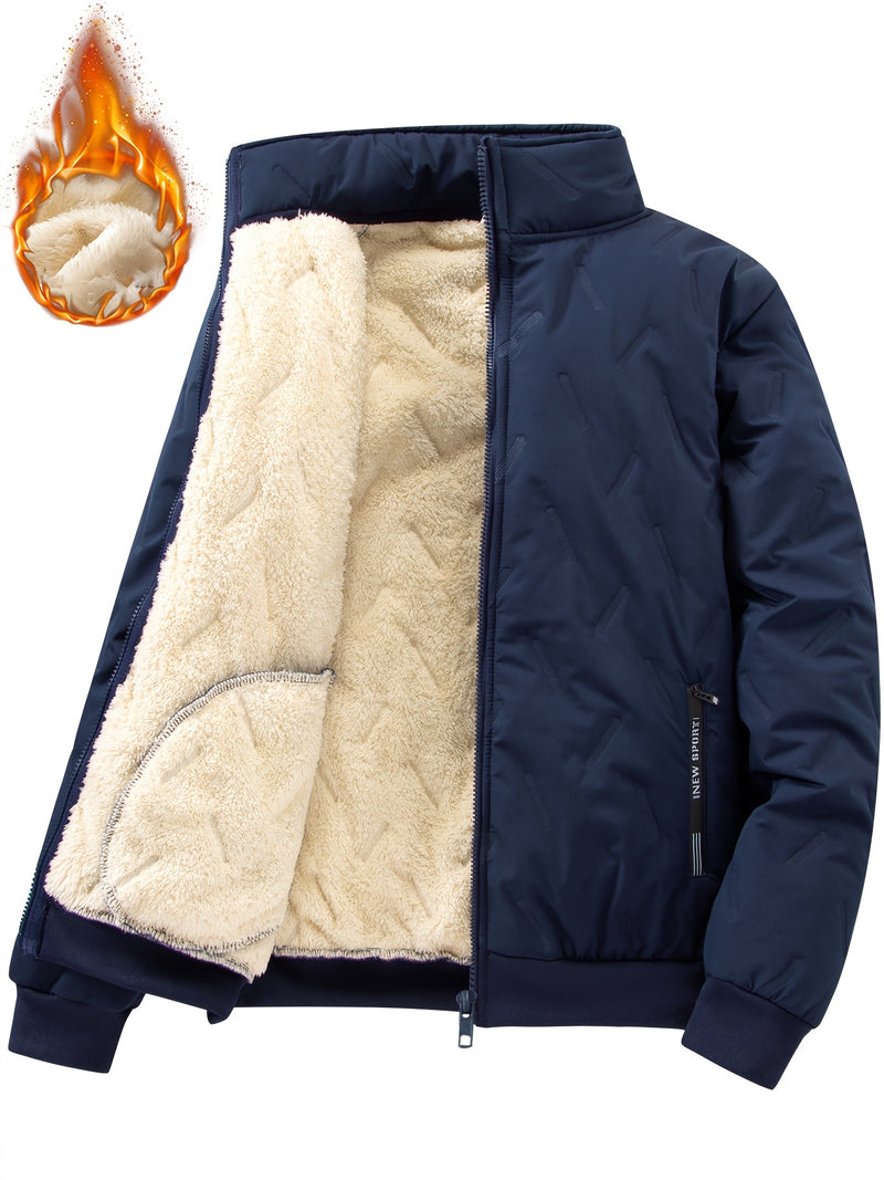 Men'S Winter Fashion Fleece Jacket with Zippered Pockets.