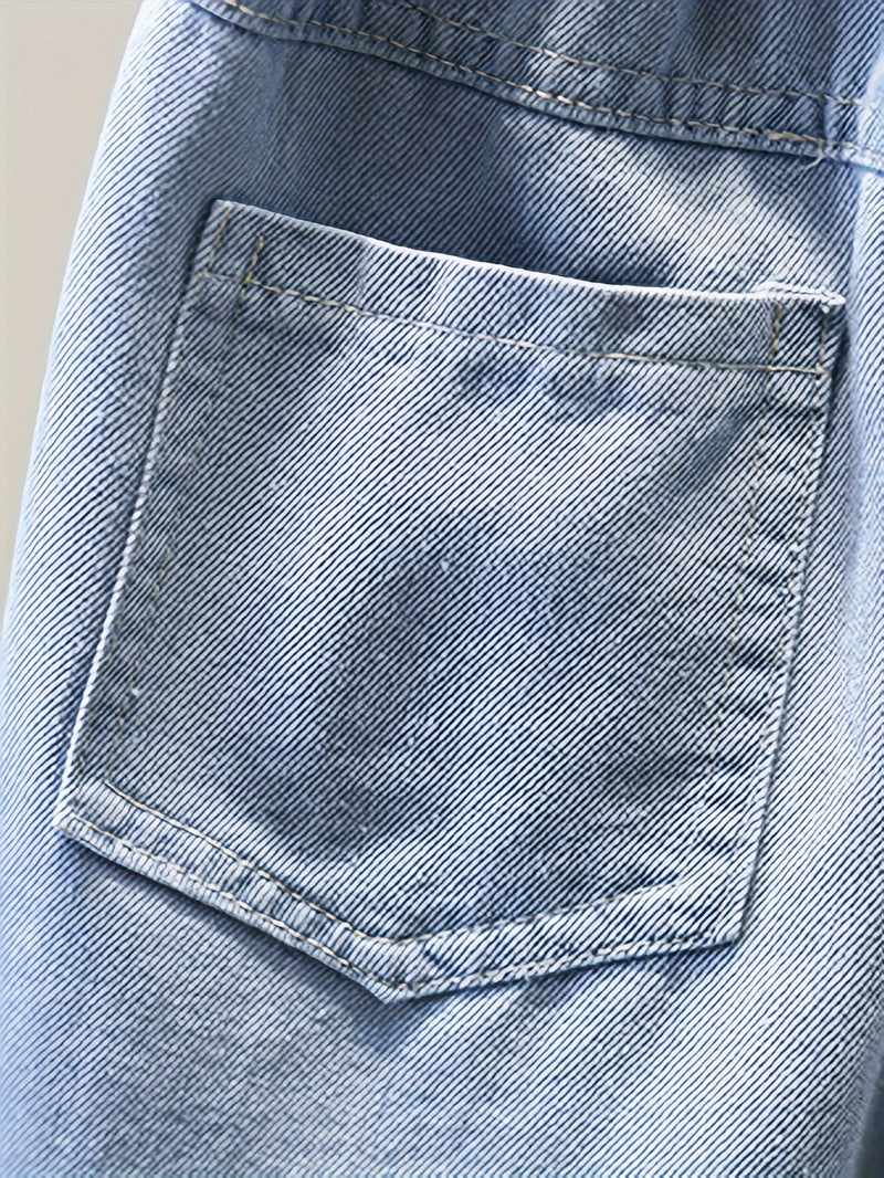 New Girls' Embroidered Swan Denim Shorts, Versatile Outerwear Pants for Girls.