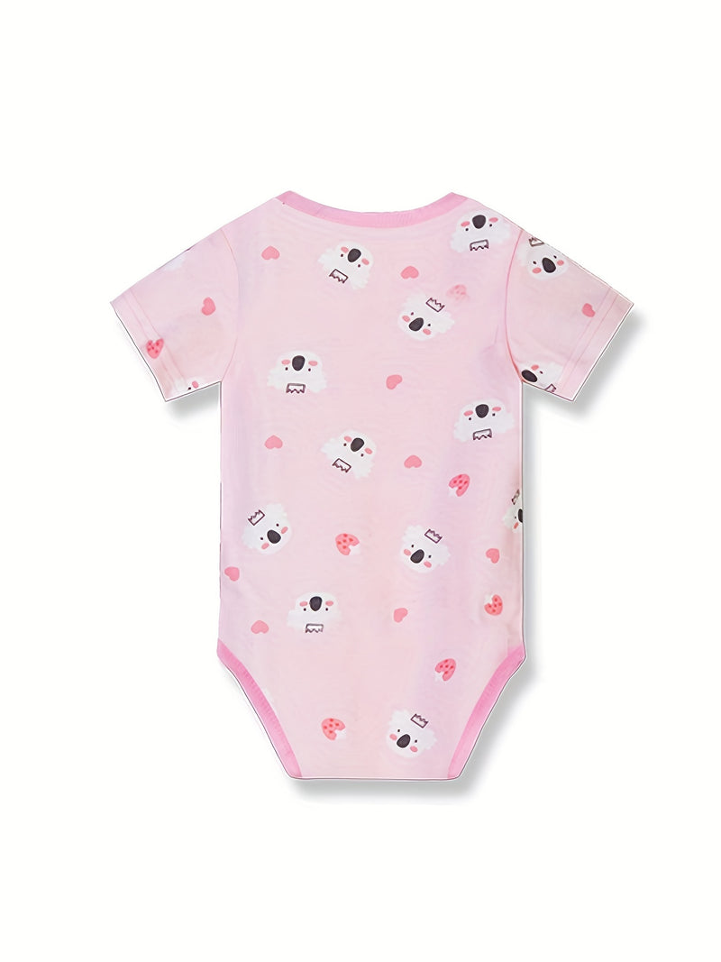 5pcs Cute Baby Girl 100% Cotton Short Sleeve Bodysuits.
