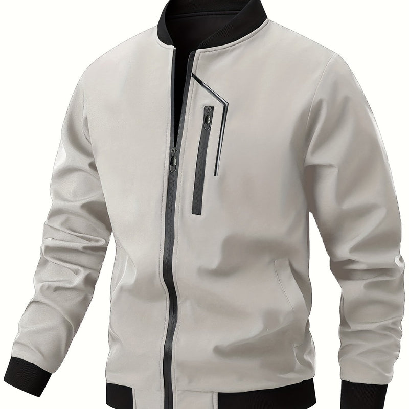 Men'S Casual Bomber Jacket | Spring-Autumn, Non-Stretch, Baseball Collar.