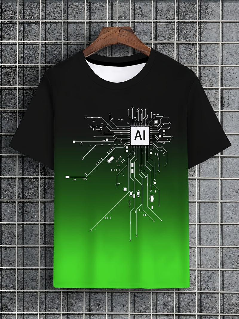 Men's AI Chip Circuit Graphic T-Shirt.