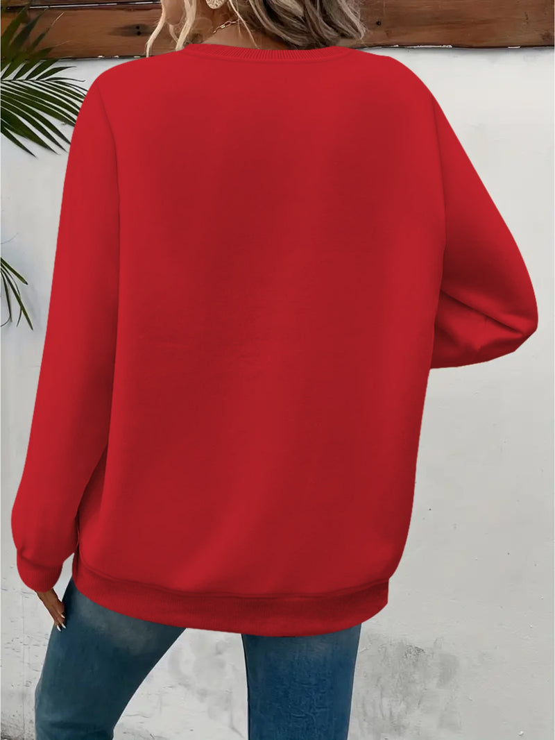 Plus Size, Women's Oversized German Text Print Sweatshirt.