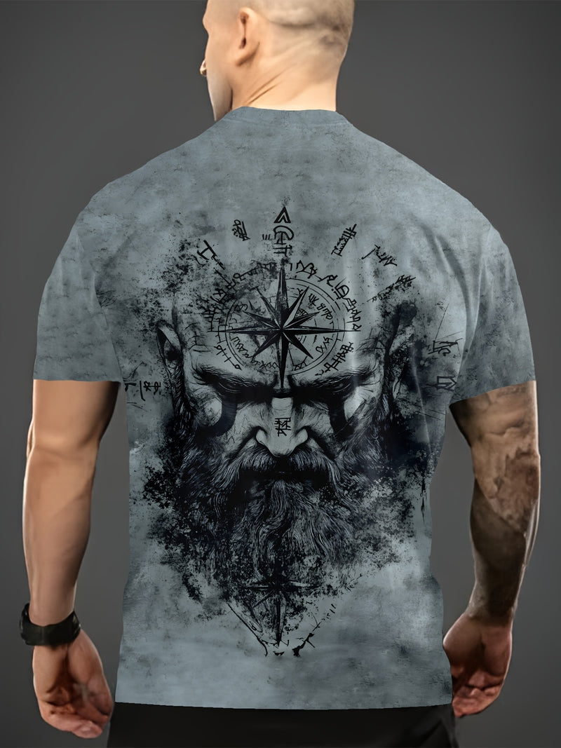 Summer Men's Wandering  Digital Printed Pattern T-shirt.