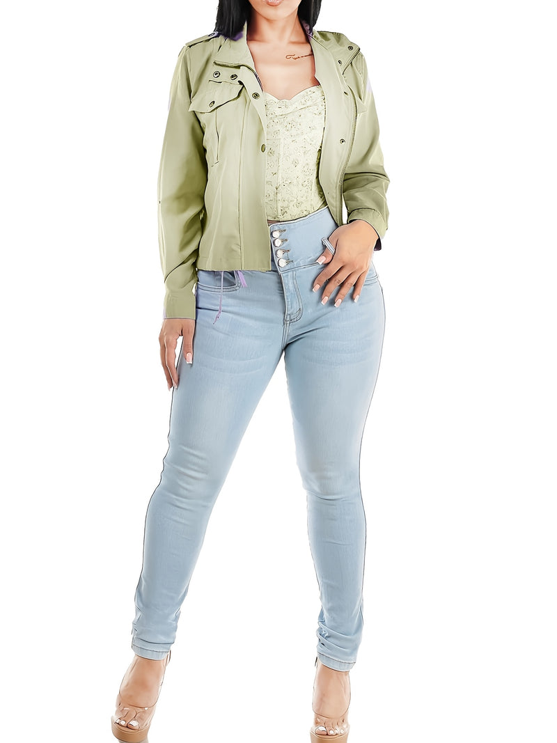 Women's Fashionable High-Waisted Skinny Jeans.