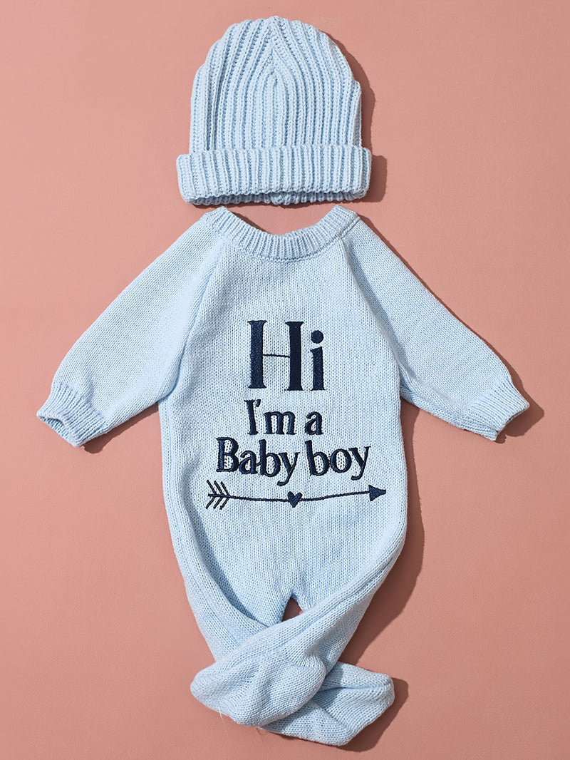 2pcs Newborn Photography Outfit, Infant Onesie Sweater with Hat Set.