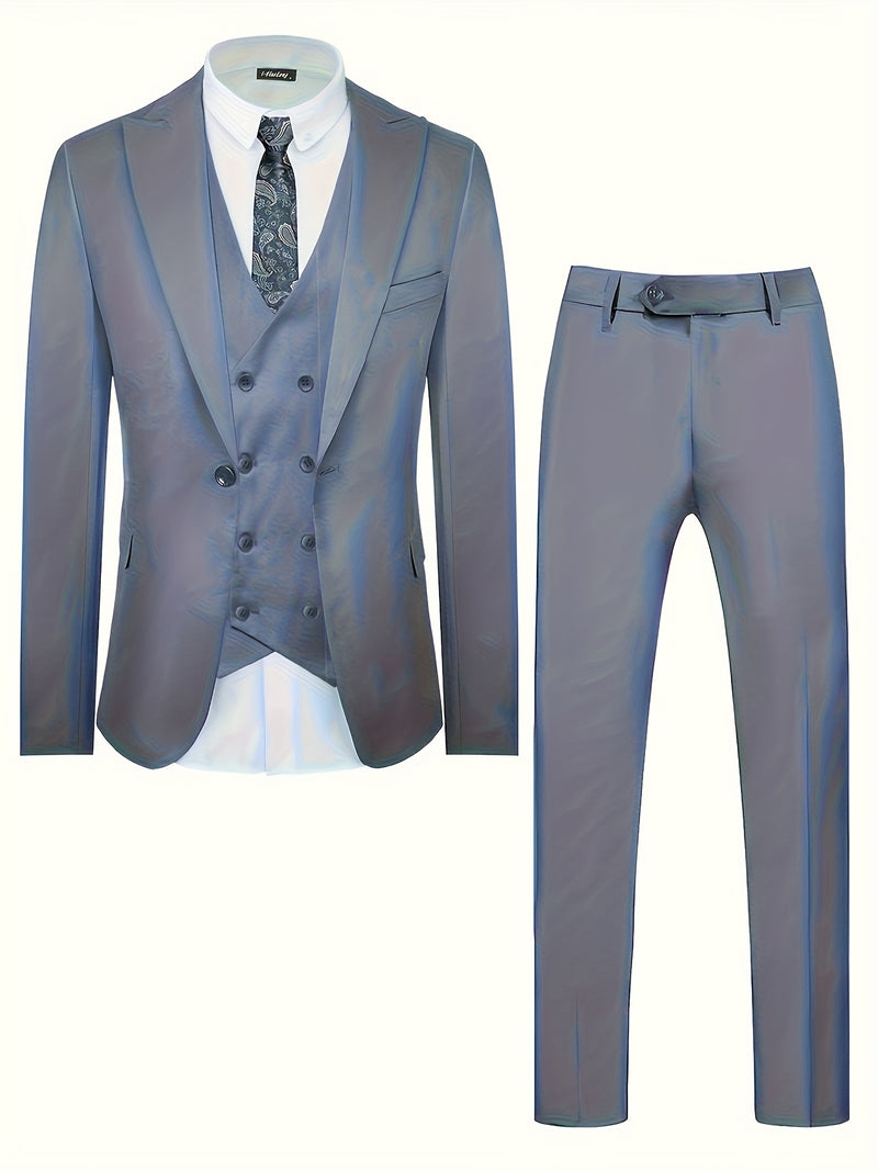 Men's Classic One-Button Suit - 3pcs Suit.