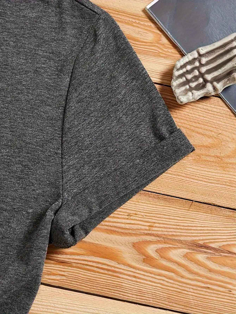 Women's Short-Sleeve Round-Neck T-Shirt with A-Z Letter Print.