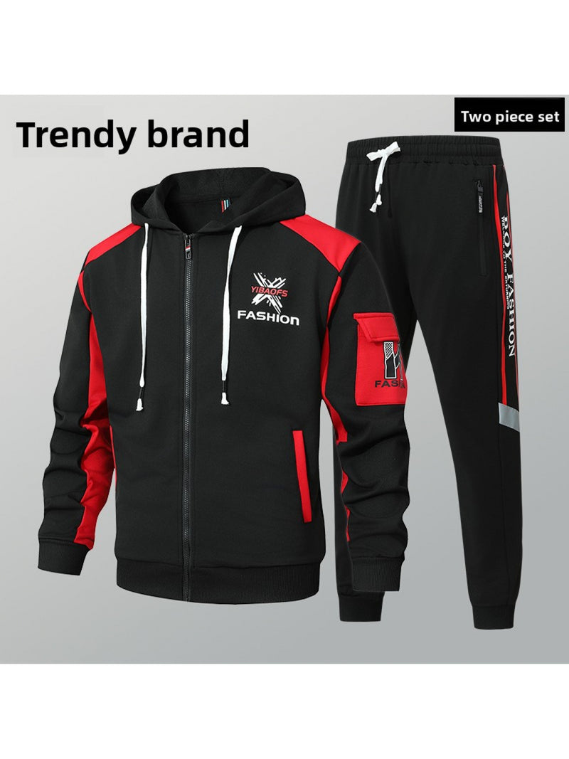 2pcs Set, Men's Sweatshirt Set, 2pcs Hooded Sporty Casual.