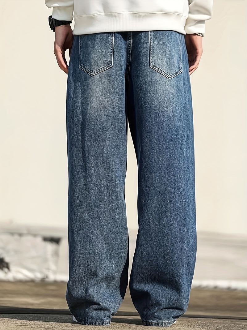 Men's Casual Wide-Leg Jeans That Are Versatile.