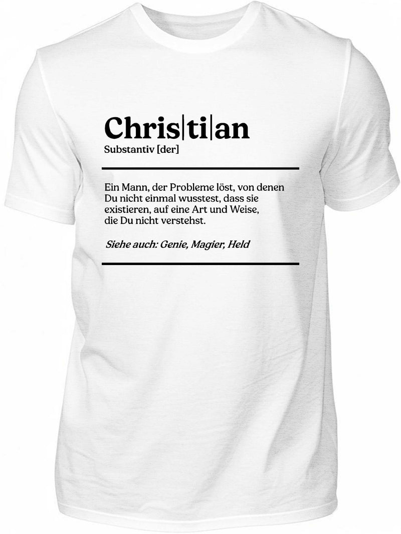 Men's Summer T-Shirt with a Fun Christian German Name And Short Sleeves.
