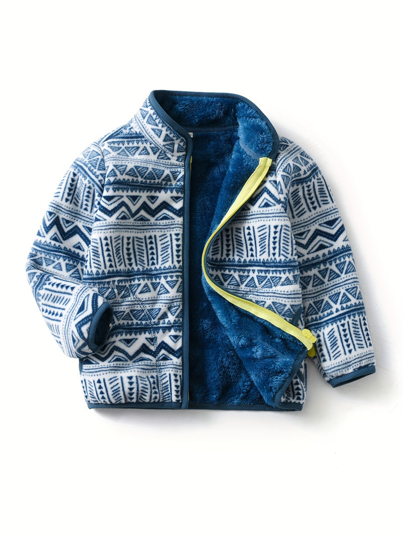 Boys' Cartoon Dinosaur Print Fleece Jacket Autumn/Winter.