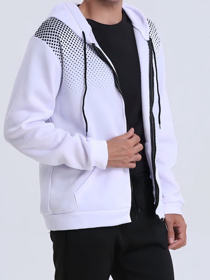 Men's Autumn Print Zip-Up Hooded Sweatshirt.