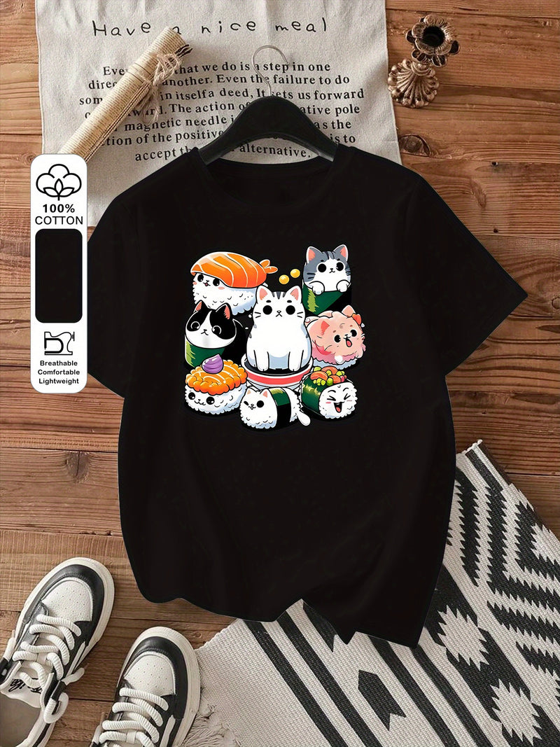 Women's Summer Casual Short Sleeve Round Neck T-Shirt.