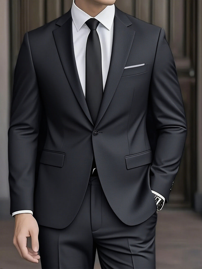 2pcs Men's Slim-Fit Tailored Suit Set - Green Wedding & Business Suit.