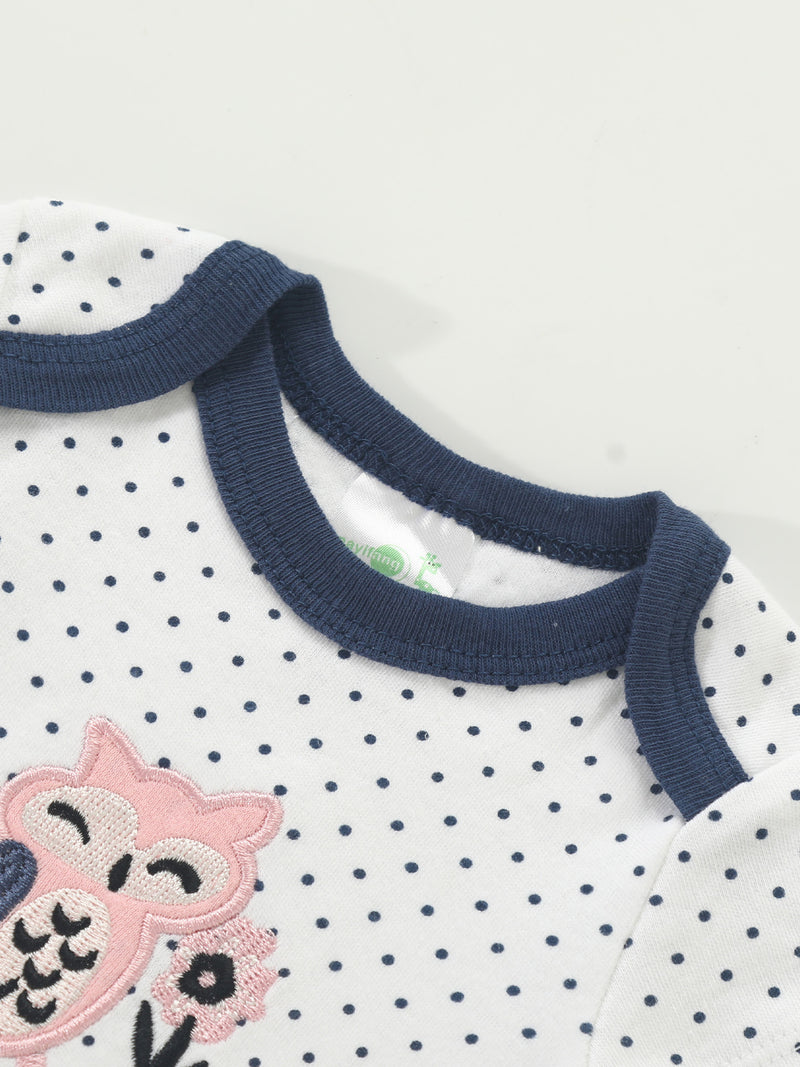 5pcs Newborn Baby Girl Bodysuit Set, Cute Casual Romper with Embroidery.