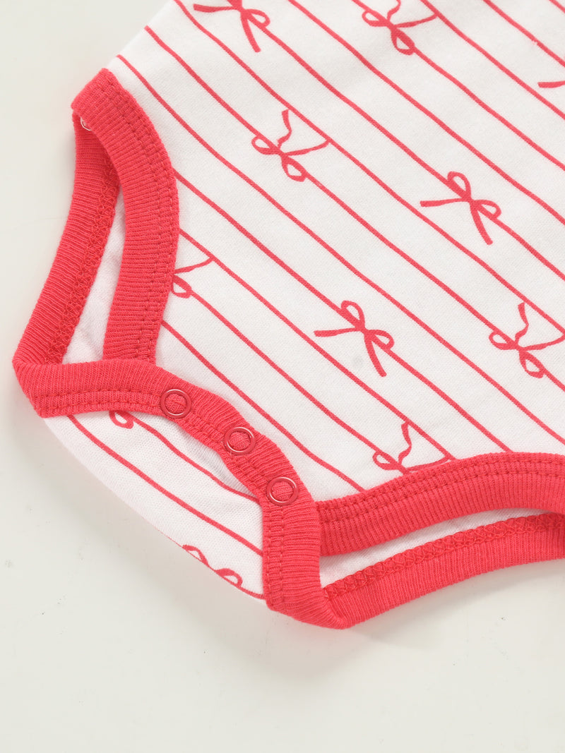 5pcs Newborn Baby Girl Bodysuit Set, Cute Casual Romper with Embroidery.