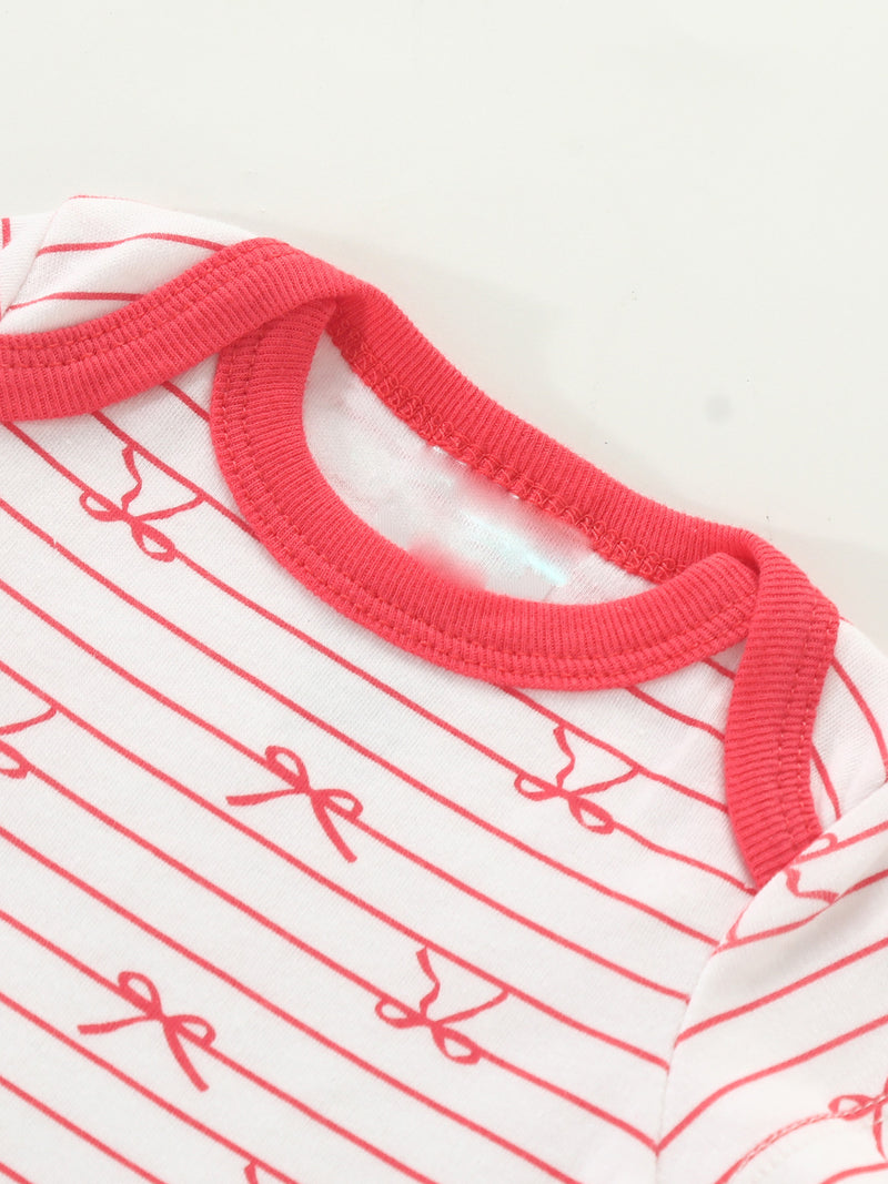 5pcs Newborn Baby Girl Bodysuit Set, Cute Casual Romper with Embroidery.