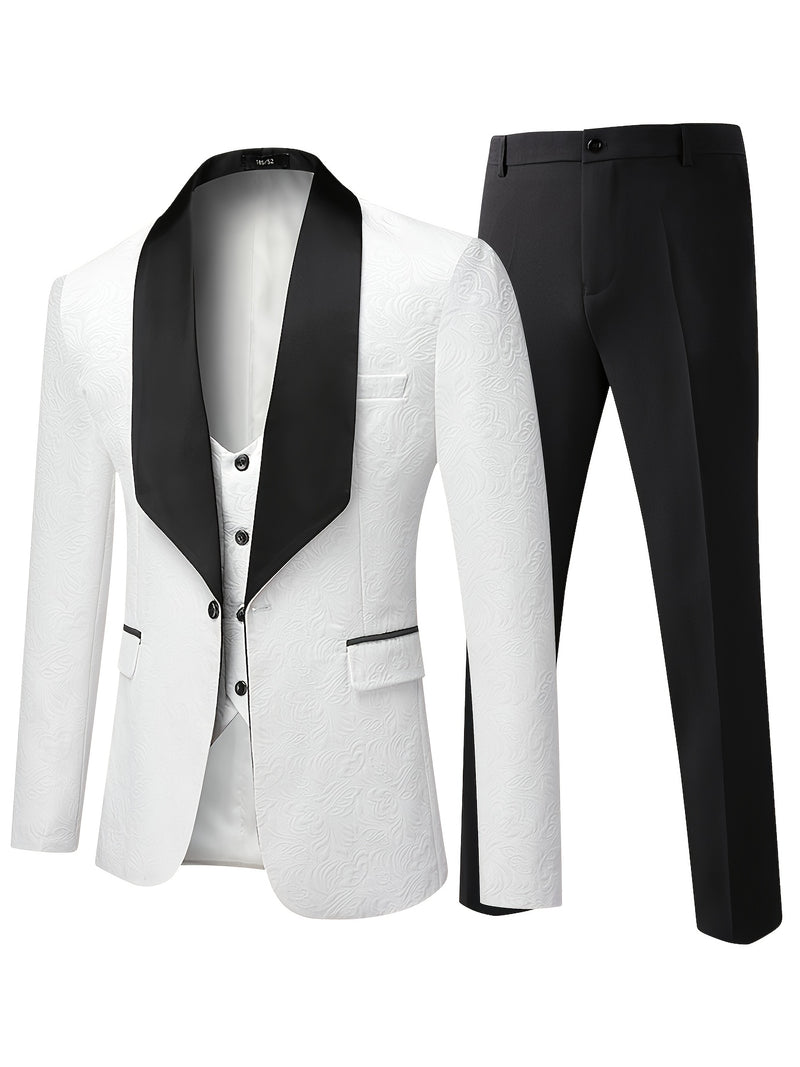 Men's Shawl Collar Suit Three-Piece.