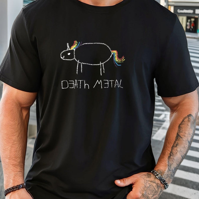 Men's Short-Sleeve T-Shirt with a Unicorn Pattern for Summer Casual Wear.