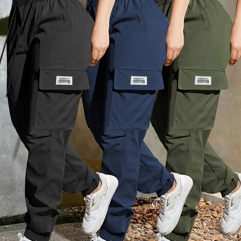 Set of 3 Women's Solid Color Casual Jogger Pants.