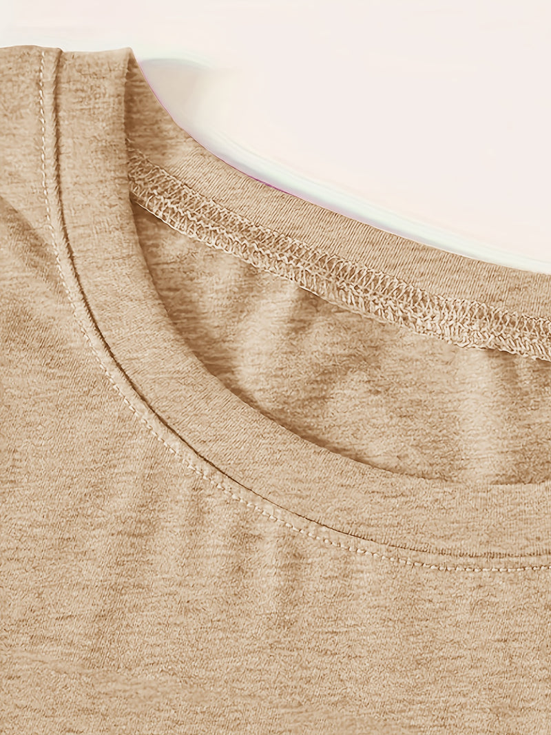 Women’s Casual Sports Vintage Loose Round-Neck Short-Sleeve T-Shirt.