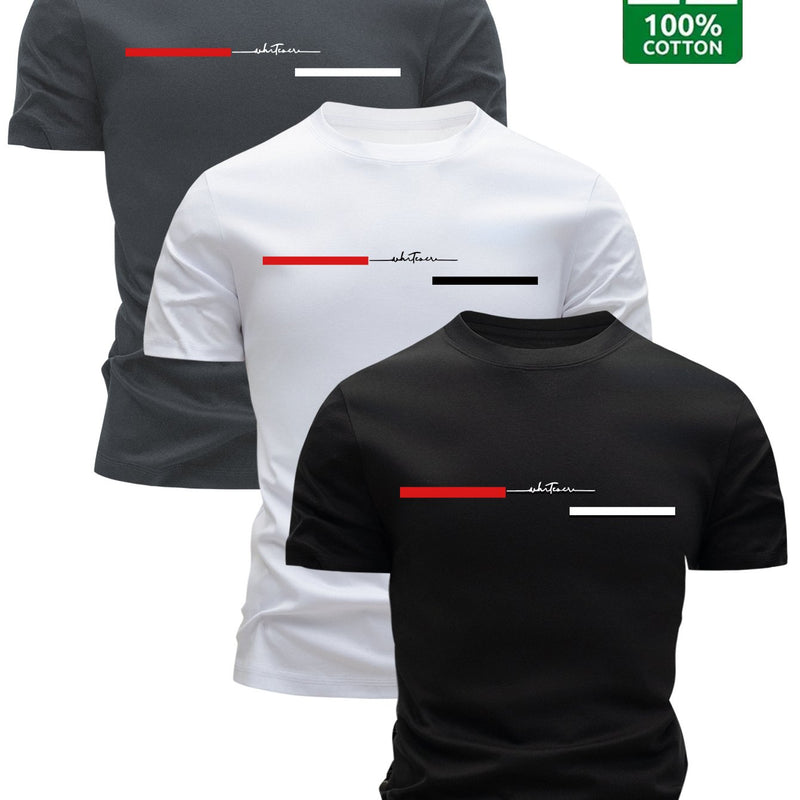 3pcs  Men’s T-Shirts Trendy Crew Neck.