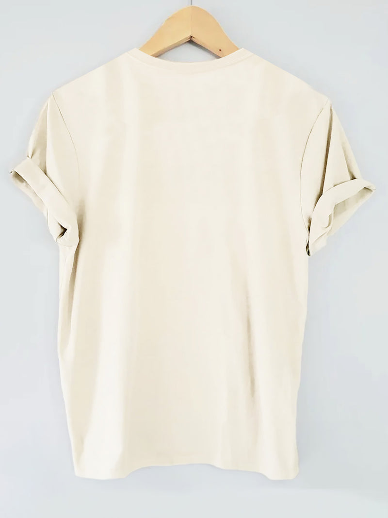 Women’s Letter Print T-shirt, Short Sleeve Crew Neck Casual.