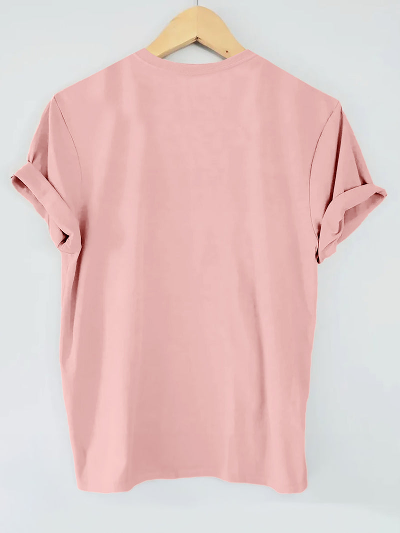 Women’s Letter Print T-shirt, Short Sleeve Crew Neck Casual.