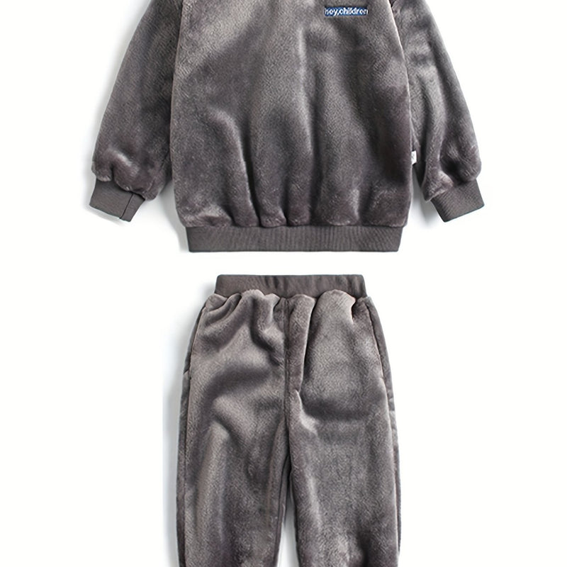 Coral Fleece Set with Fashionable Embroidery.