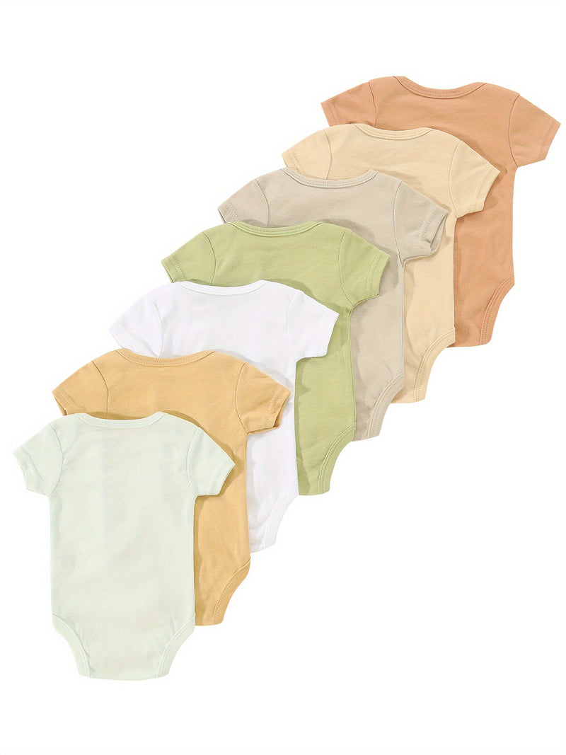 7pcs Set Newborn Infant Romper, 0-9 Months Baby Triangle Bodysuit.