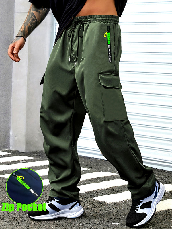Men's Outdoor Casual Cargo Pants - Made from Polyester Fabric.