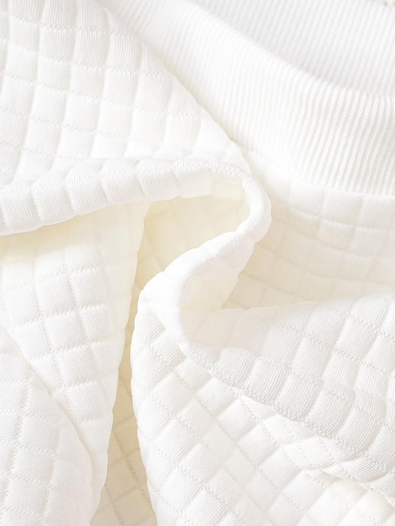 3pcs Set Boys Long Sleeve Sweatshirt, Textured Bubble Plaid Sweatshirt.