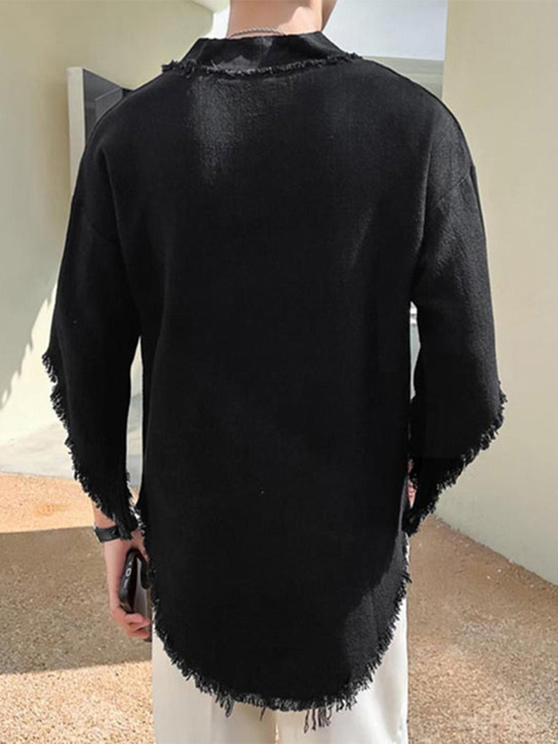 Men's Casual V-Neck Sleeve Semi-Transparent Loose-Fit T-Shirt.