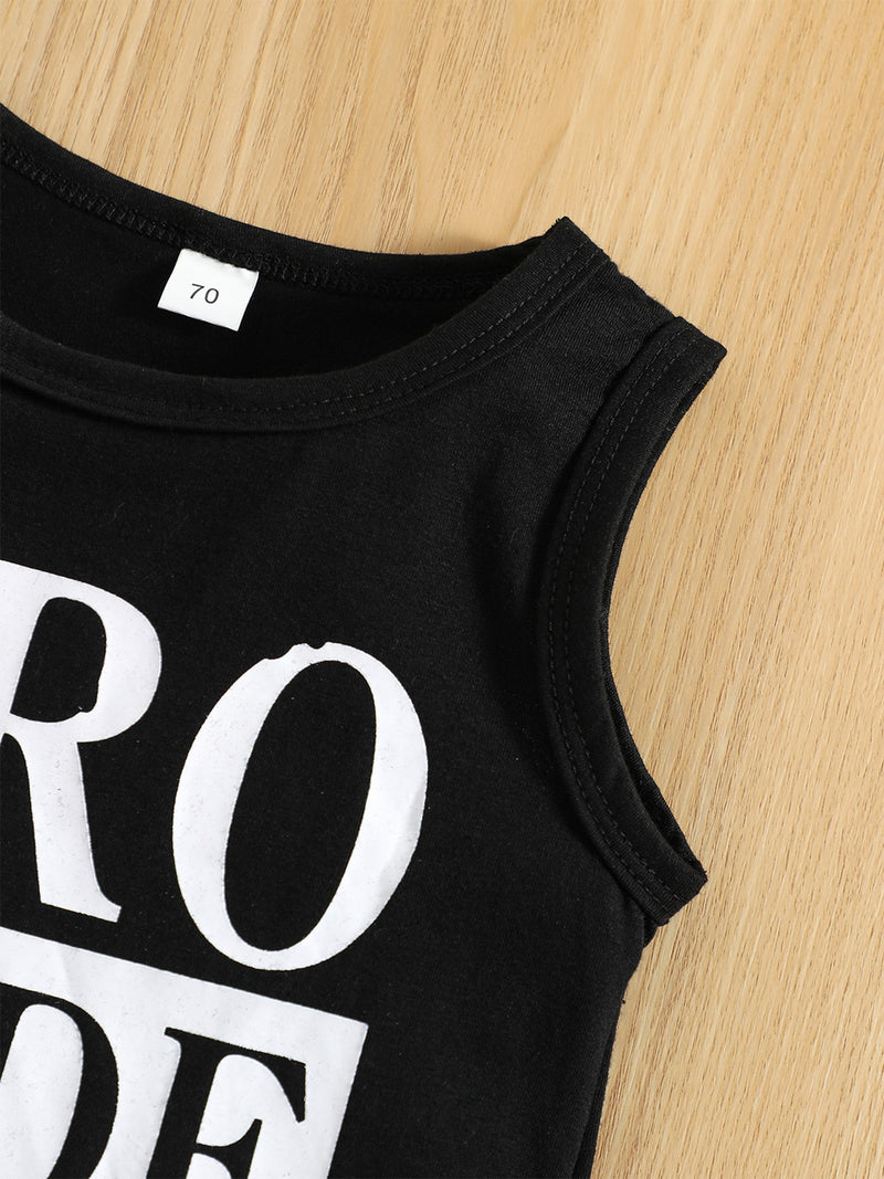 0-3 Years Toddler Boys Summer Outfit Set Round Neck Sleeveless.